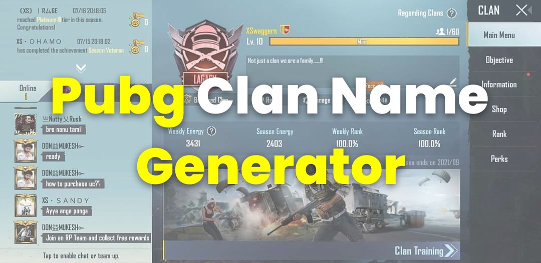 Pubg Clan Name Generator - Generate Stylish Clan names
