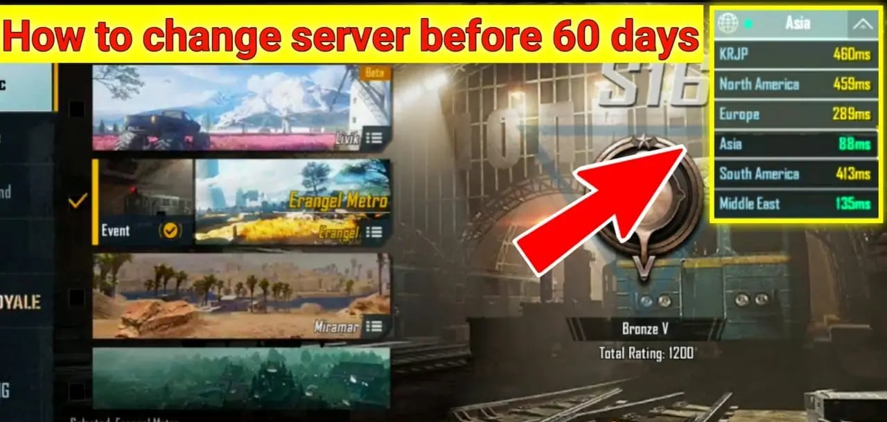 how to change server in pubg